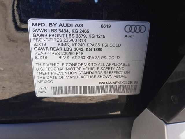 WA1ANAFY5K2129166 2019 AUDI Q5, photo no. 10