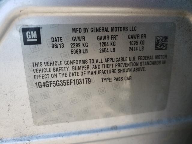 2014 BUICK LACROSSE T 1G4GF5G35EF103179