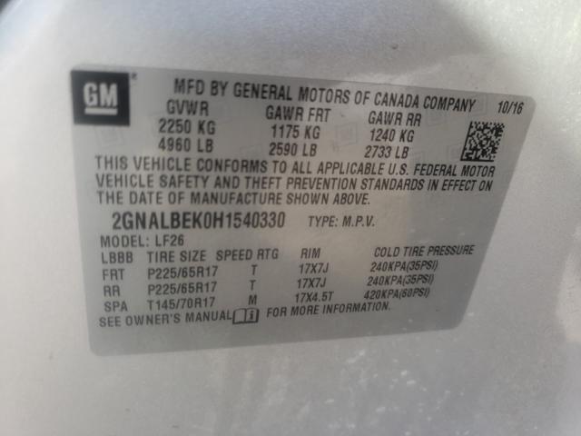 2017 CHEVROLET EQUINOX L 2GNALBEK0H1540330
