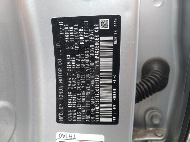 2018 HONDA CLARITY TO JHMZC5F37JC002193
