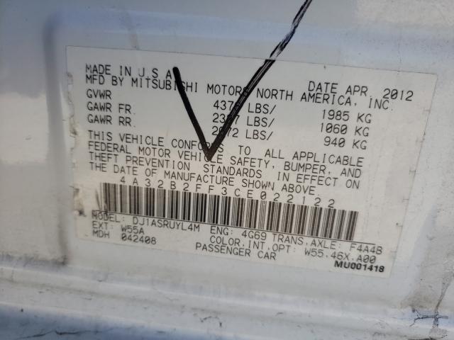 2012 MITSUBISHI GALANT FE 4A32B2FF3CE022122