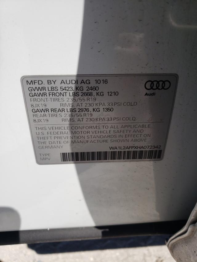 VIN WA1L2AFPXHA072342 2017 Audi Q5, Premium Plus no.10