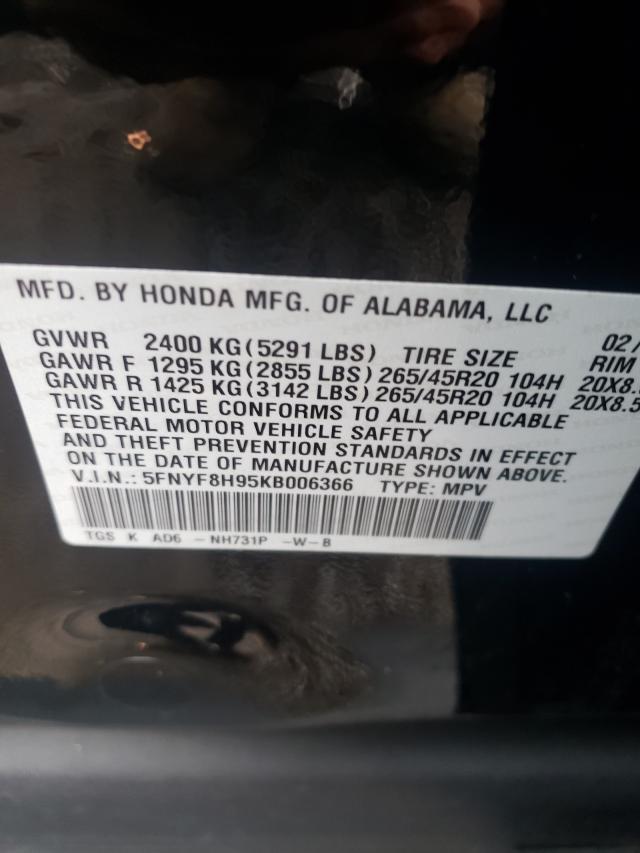 2019 HONDA PASSPORT T 5FNYF8H95KB006366