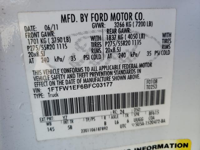 2011 FORD F150 SUPER - 1FTFW1EF6BFC03177