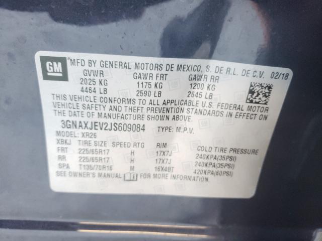 2018 CHEVROLET EQUINOX LT 3GNAXJEV2JS609084