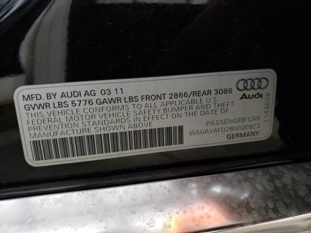 2011 AUDI A8 QUATTRO WAUAVAFD2BN020923