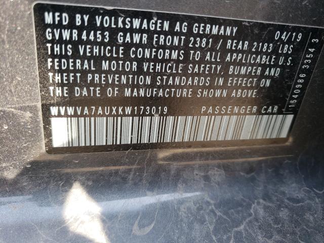 2019 VOLKSWAGEN GOLF R WVWVA7AUXKW173019