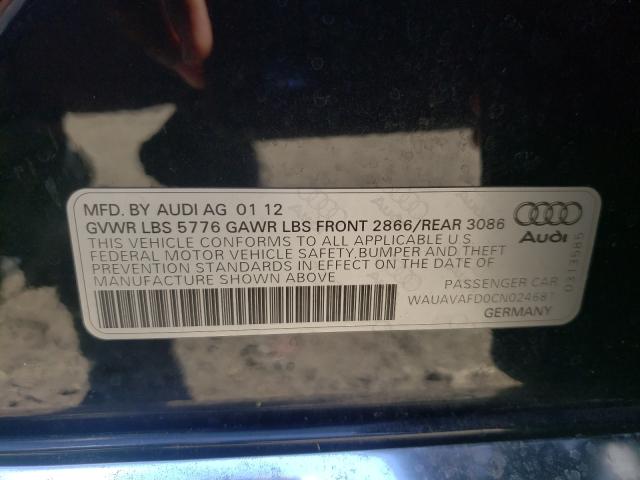 2012 AUDI A8 QUATTRO WAUAVAFD0CN024681