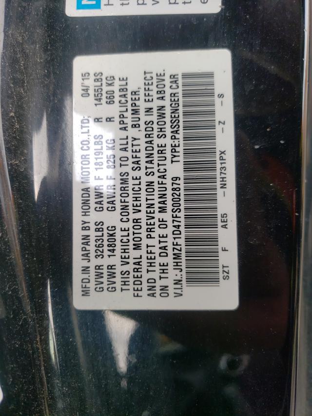 2015 HONDA CR-Z JHMZF1D47FS002879