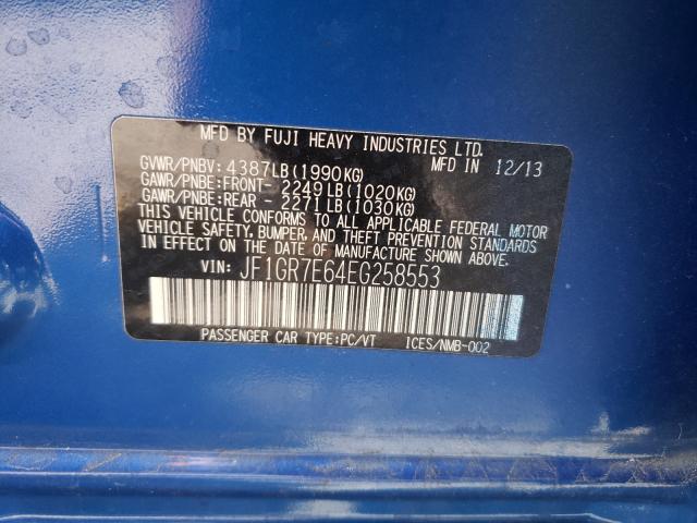 2014 SUBARU IMPREZA WR JF1GR7E64EG258553