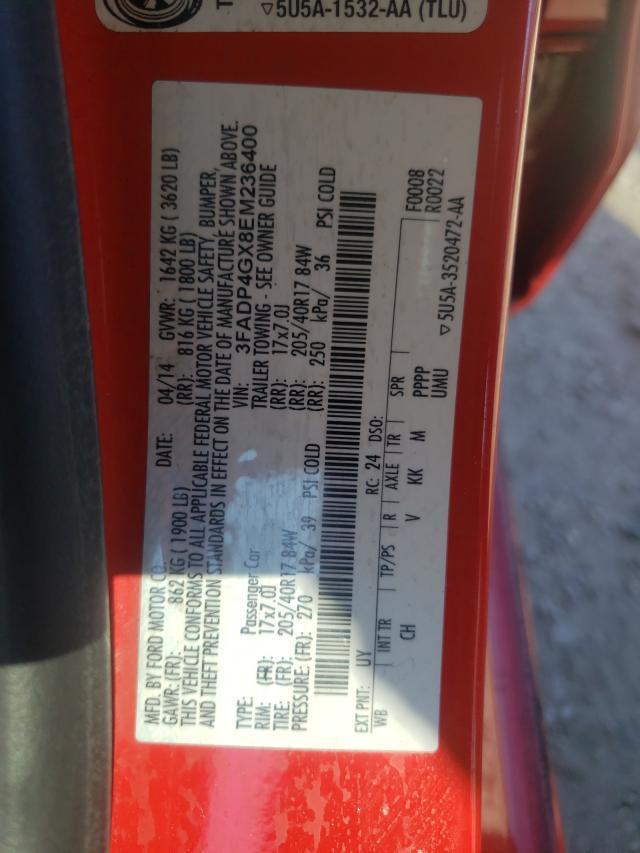 2014 FORD FIESTA ST 3FADP4GX8EM236400