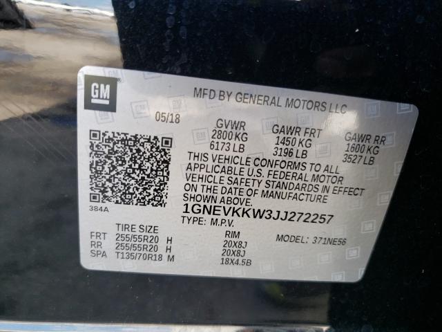 2018 CHEVROLET TRAVERSE H 1GNEVKKW3JJ272257