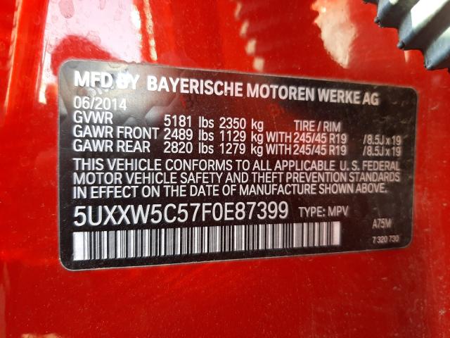 2015 BMW X4 XDRIVE3 5UXXW5C57F0E87399