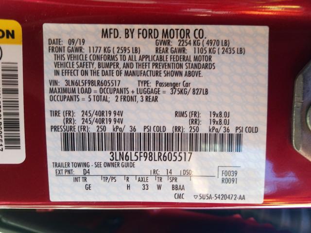 2020 LINCOLN MKZ RESERV 3LN6L5F98LR605517