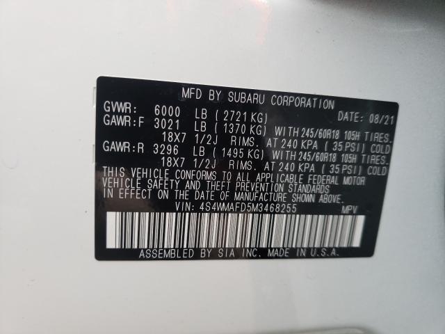 2021 SUBARU ASCENT PRE 4S4WMAFD5M3468255