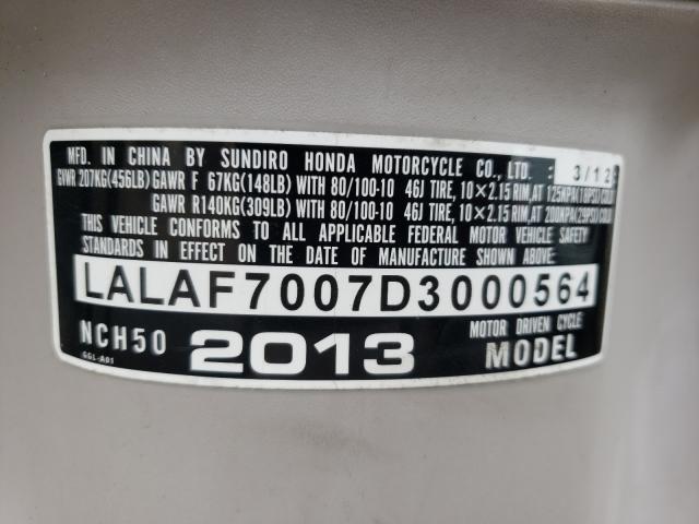 2013 HONDA NCH50 LALAF7007D3000564
