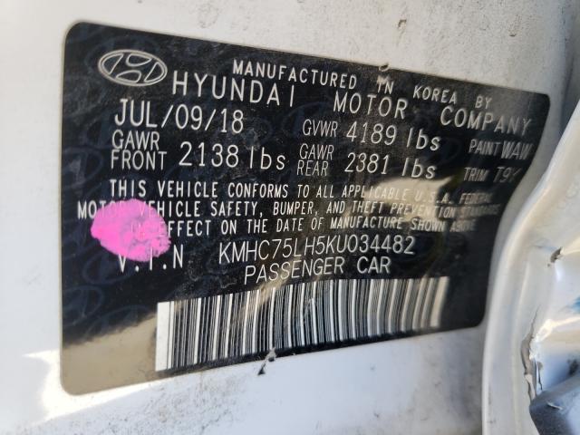 2019 HYUNDAI IONIQ KMHC75LH5KU034482