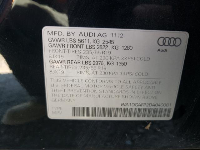 VIN WA1DGAFP2DA040081 2013 Audi Q5, Premium Plus no.10