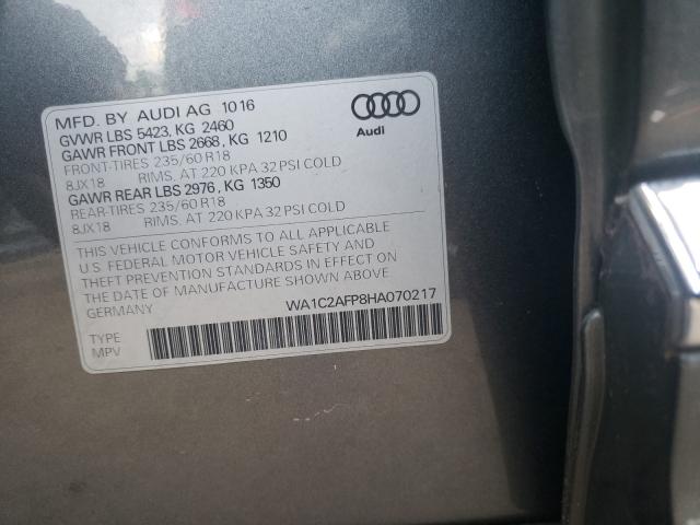 VIN WA1C2AFP8HA070217 2017 Audi Q5, Premium no.10