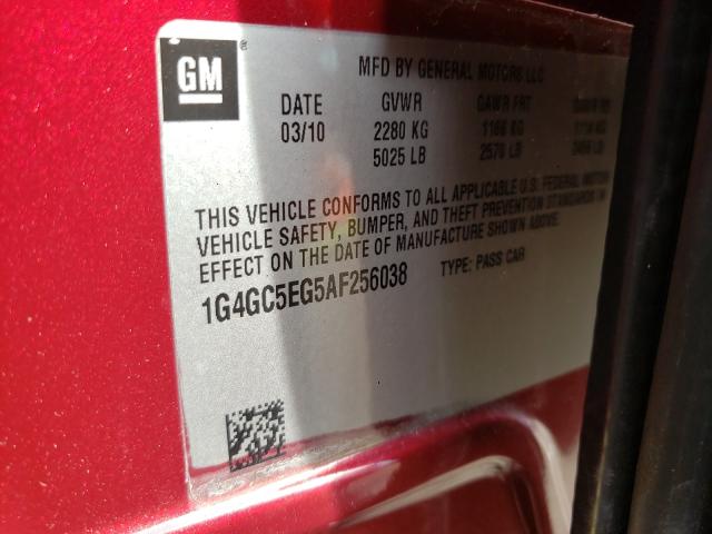 2010 BUICK LACROSSE C 1G4GC5EG5AF256038