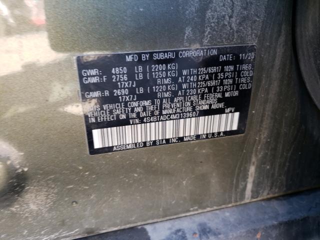 2021 SUBARU OUTBACK PR 4S4BTADC4M3139607