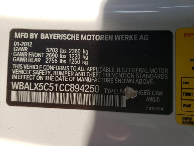 2012 BMW 650 XI WBALX5C51CC894250