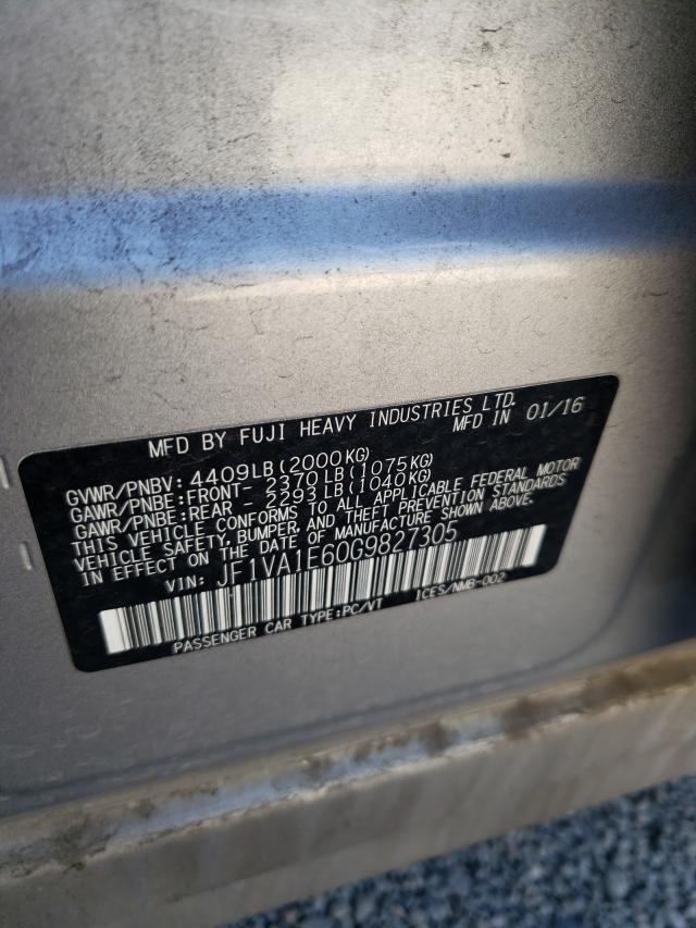 2016 SUBARU WRX PREMIU JF1VA1E60G9827305