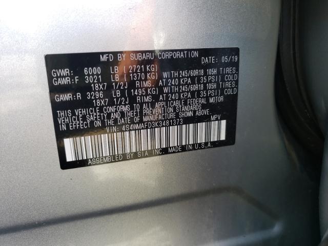 2019 SUBARU ASCENT PRE 4S4WMAFD3K3481373