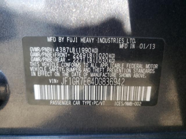 2013 SUBARU IMPREZA WR JF1GR7E64DG836942