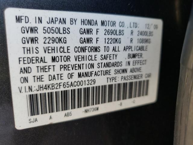 2010 ACURA RL JH4KB2F65AC001329
