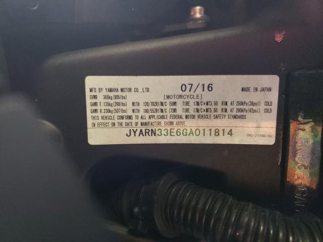 2016 YAMAHA FZ09 JYARN33E6GA011814