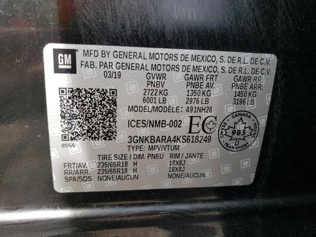 2019 CHEVROLET BLAZER L 3GNKBARA4KS618249