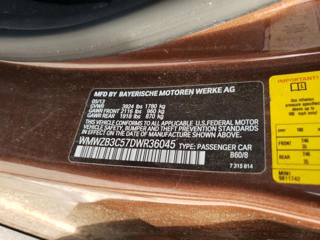 2013 MINI COOPER COU WMWZB3C57DWR36045