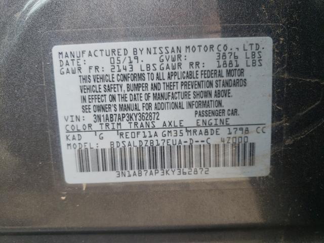 2019 NISSAN SENTRA S 3N1AB7AP3KY362872