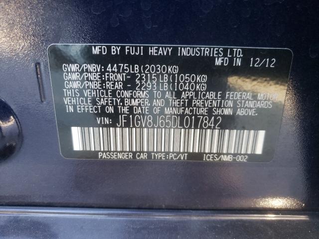 2013 SUBARU IMPREZA WR JF1GV8J65DL017842