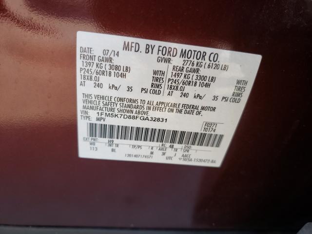 2015 FORD EXPLOR XLT 1FM5K7D88FGA32831
