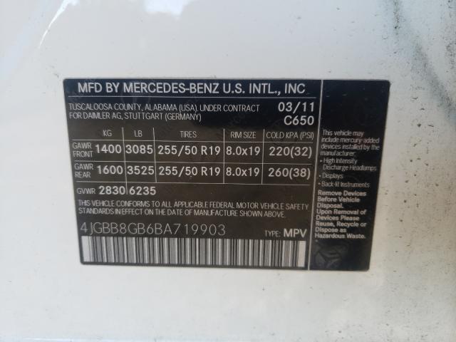 2011 MERCEDES-BENZ ML 350 4MA 4JGBB8GB6BA719903