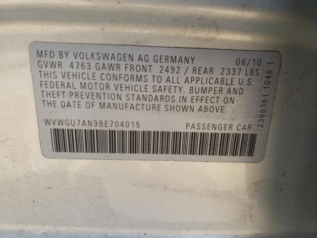 2011 VOLKSWAGEN CC VR6 4MO WVWGU7AN9BE704015