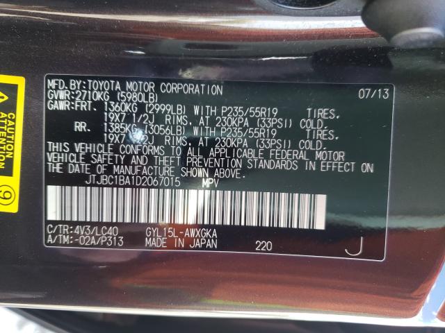 2013 LEXUS RX 450 JTJBC1BA1D2067015