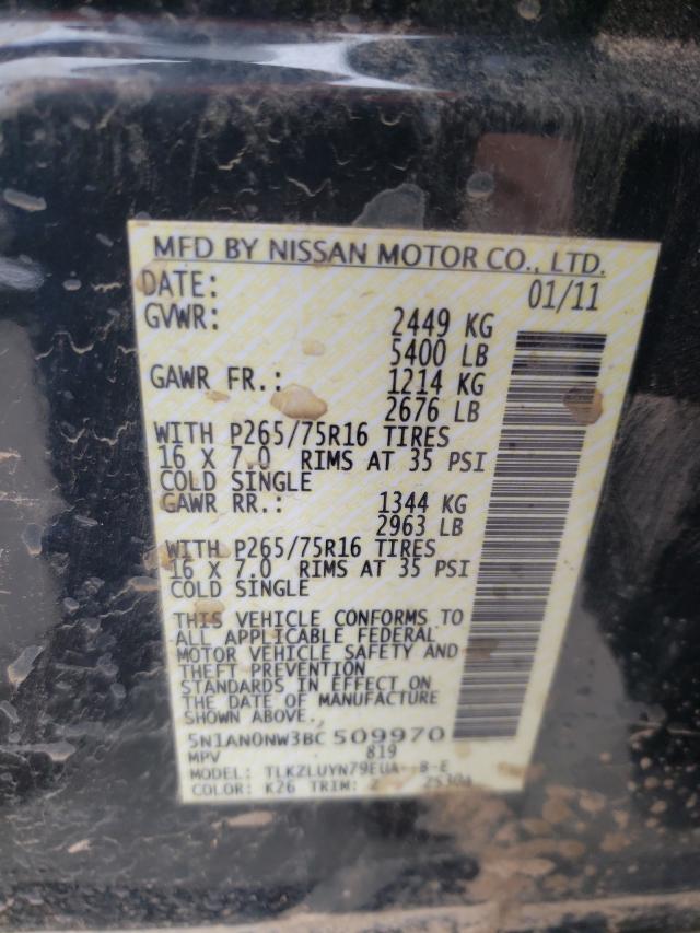 2011 NISSAN XTERRA 5N1AN0NW3BC509970