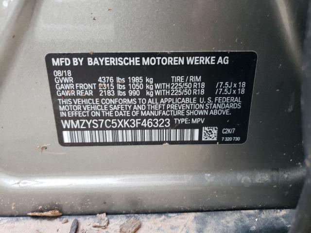 2019 MINI COOPER COU WMZYS7C5XK3F46323