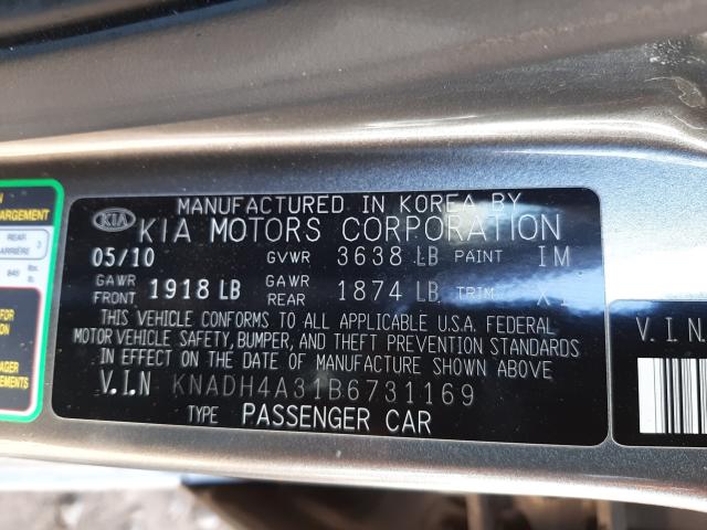 2011 KIA RIO BASE KNADH4A31B6731169