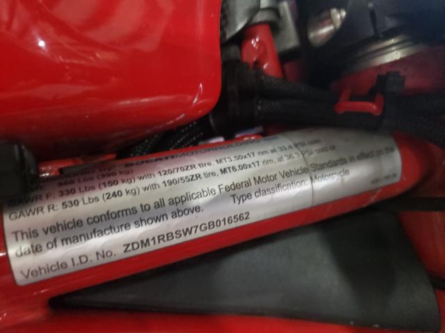 2016 DUCATI MONSTER 12 ZDM1RBSW7GB016562