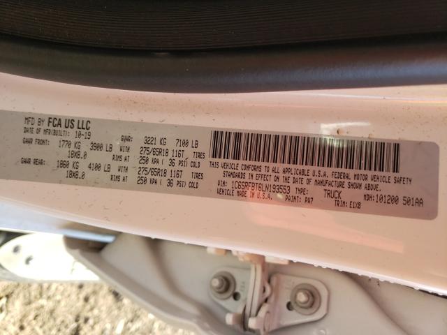 2020 DODGE 1500 1C6SRFBT6LN193553