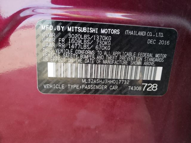 2017 MITSUBISHI MIRAGE GT ML32A5HJ3HH017732