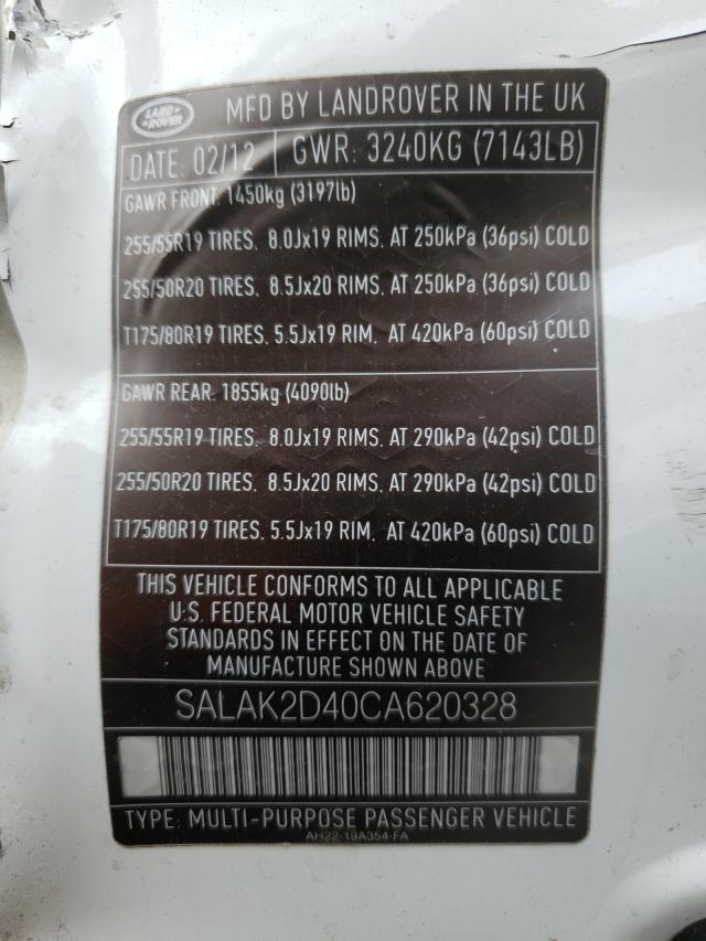 2012 LAND ROVER LR4 HSE LU SALAK2D40CA620328