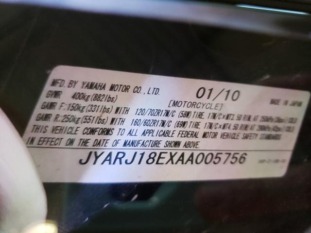 2010 YAMAHA FZ6R JYARJ18EXAA005756