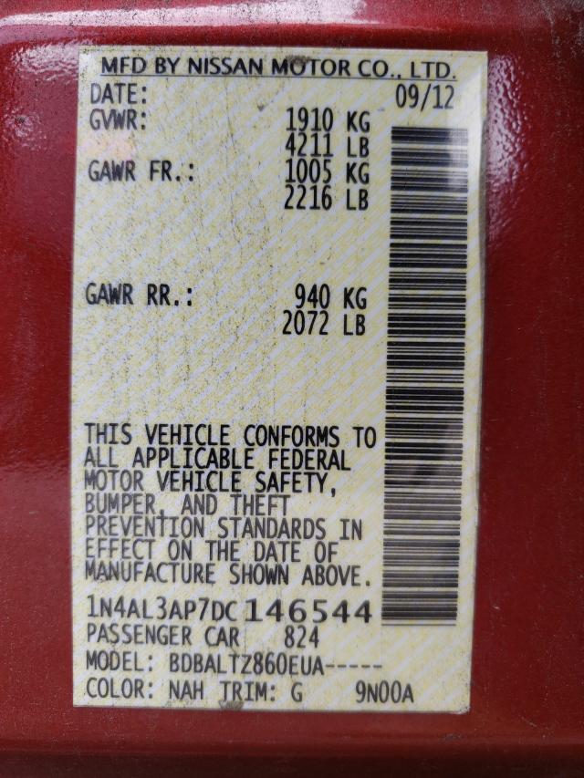 2013 NISSAN ALTIMA 25S 1N4AL3AP7DC146544