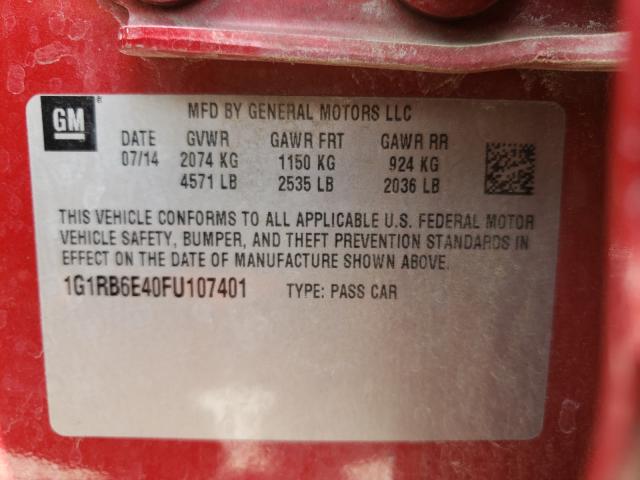 VIN 1G1RB6E40FU107401 2015 Chevrolet Volt no.10