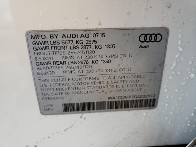 2016 AUDI SQ5 PREMIU WA1CCAFP7GA032912